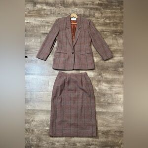 Vintage 70s Plaid Wool Skirt Suit by Spitalnick Womens size 10 EUC
